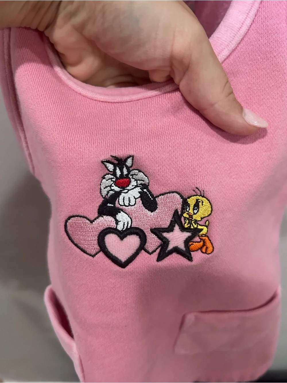 Vintage 1998 Looney Tunes Tweety Bird Pink Jumper Dress Size XXS Girls